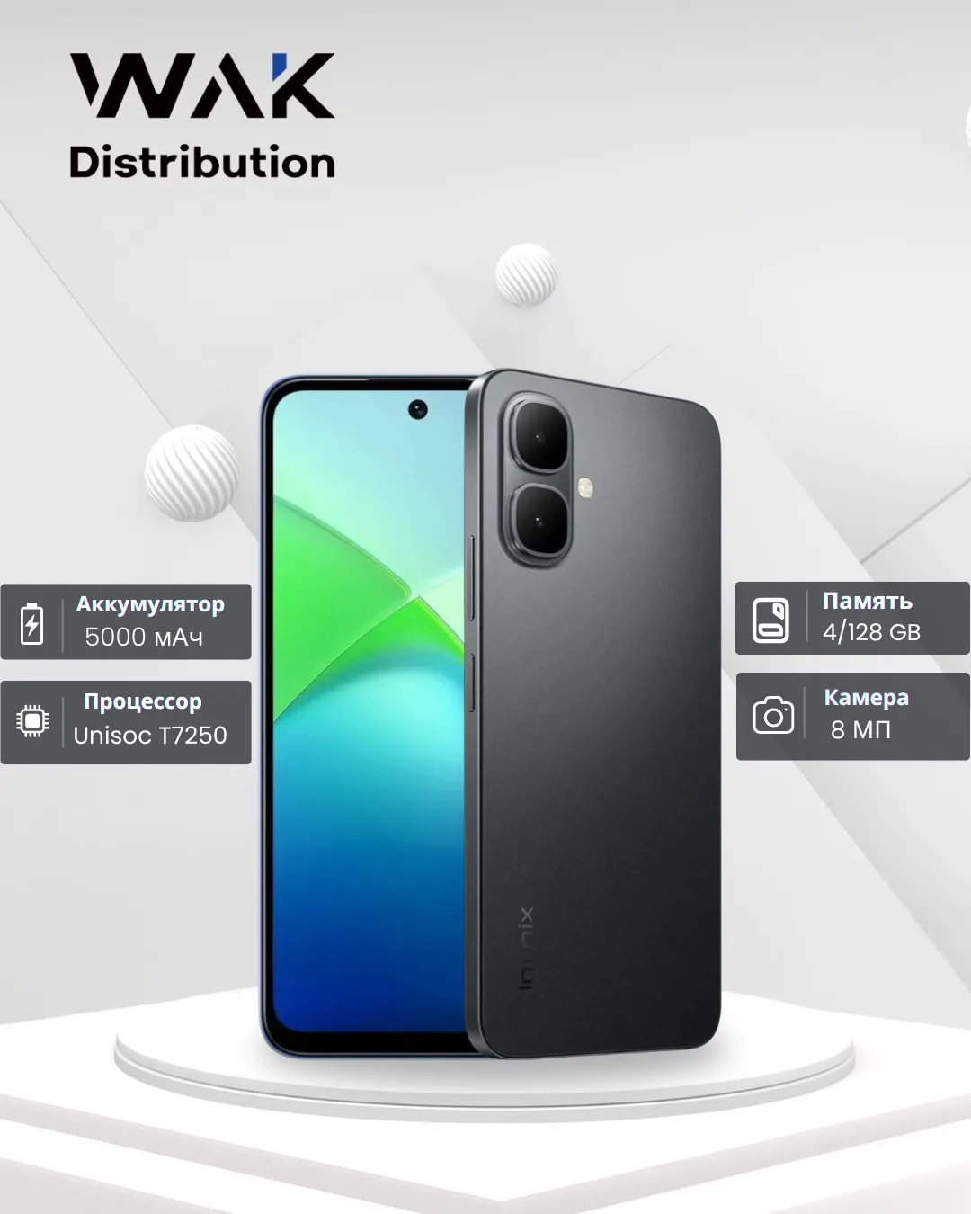 Smartfon Infinix SMART 10 4/128 GB, Sleek Black
