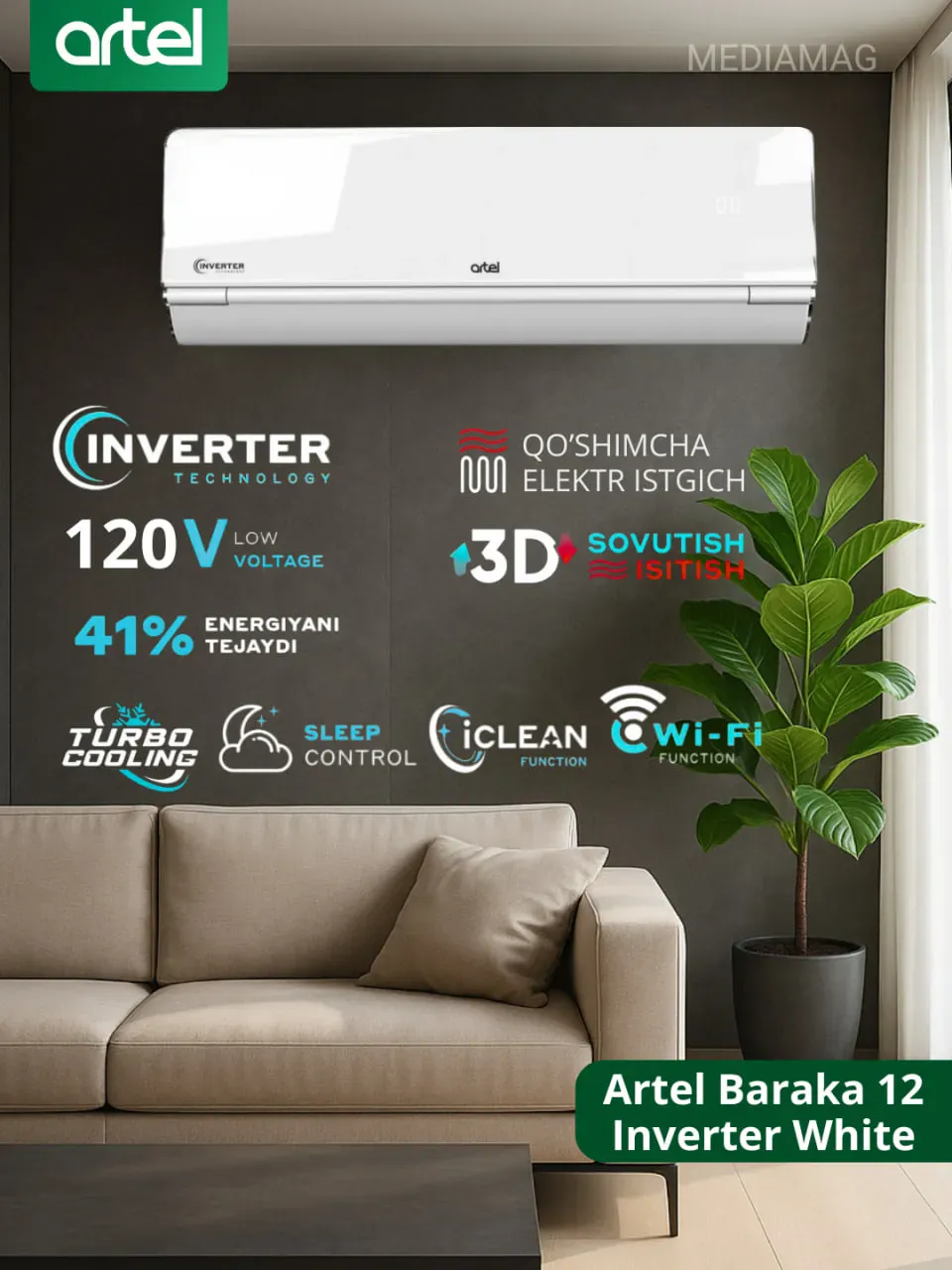 Konditsioner Artel Baraka 12 inverter, oq