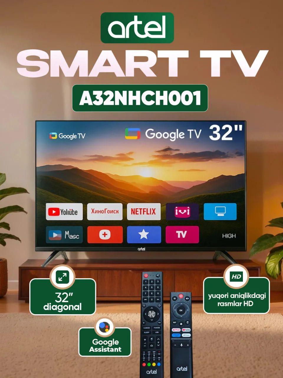 Televizor Artel A32NHCH001, qora