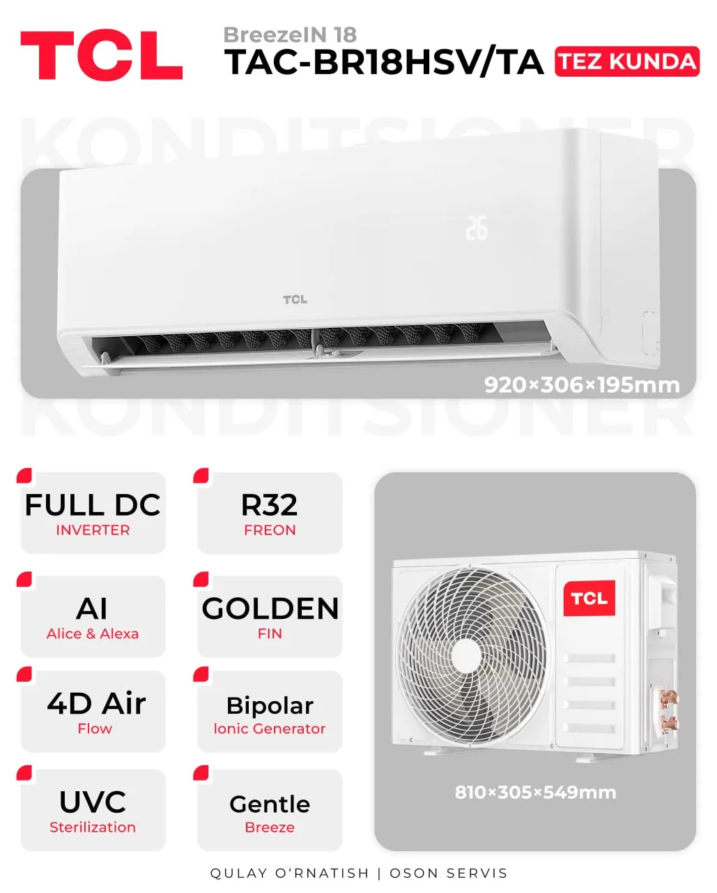 Konditsioner TCL TAC-BR18HSV/TB, oq