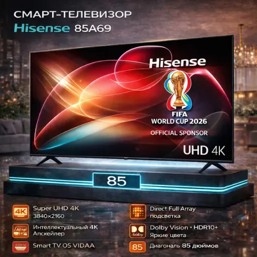 Televizor Hisense 85A6Q 85" 4K UHD, qora