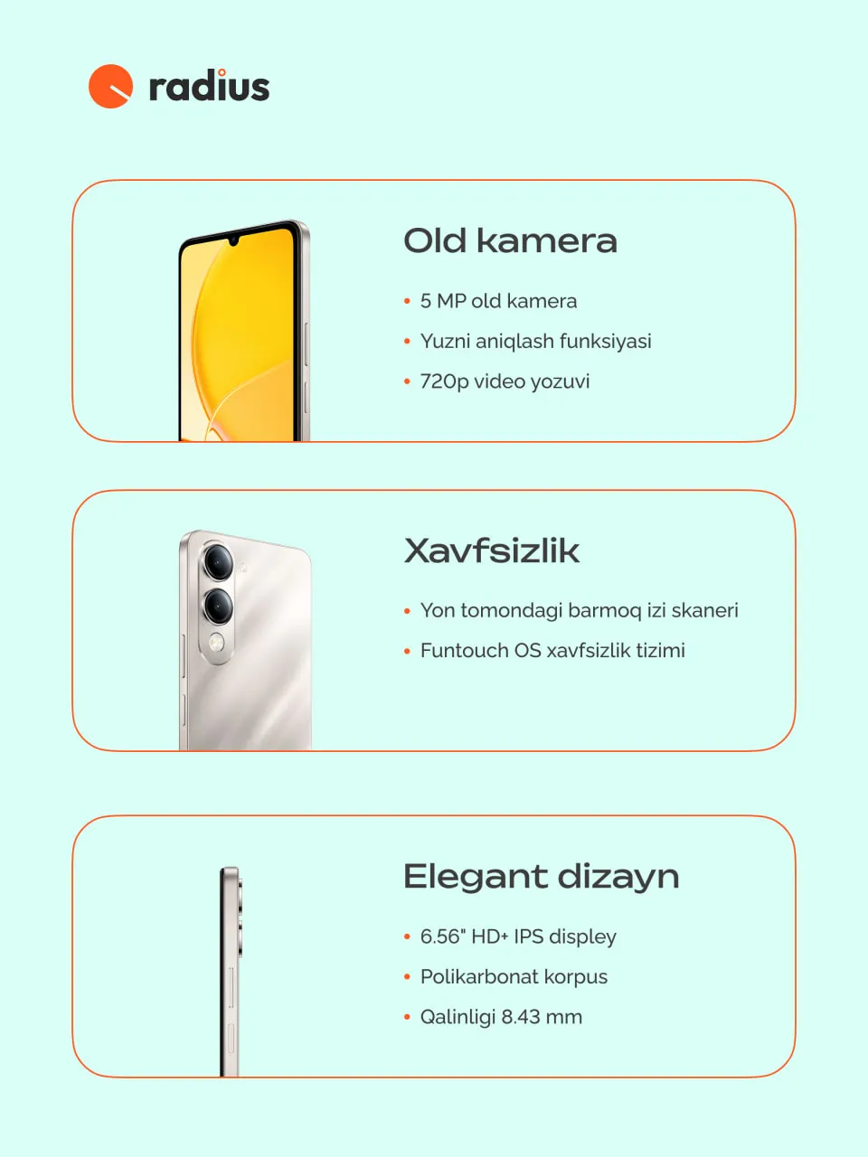 Smartfon Vivo Y04s 6/256 GB, zolotistiy