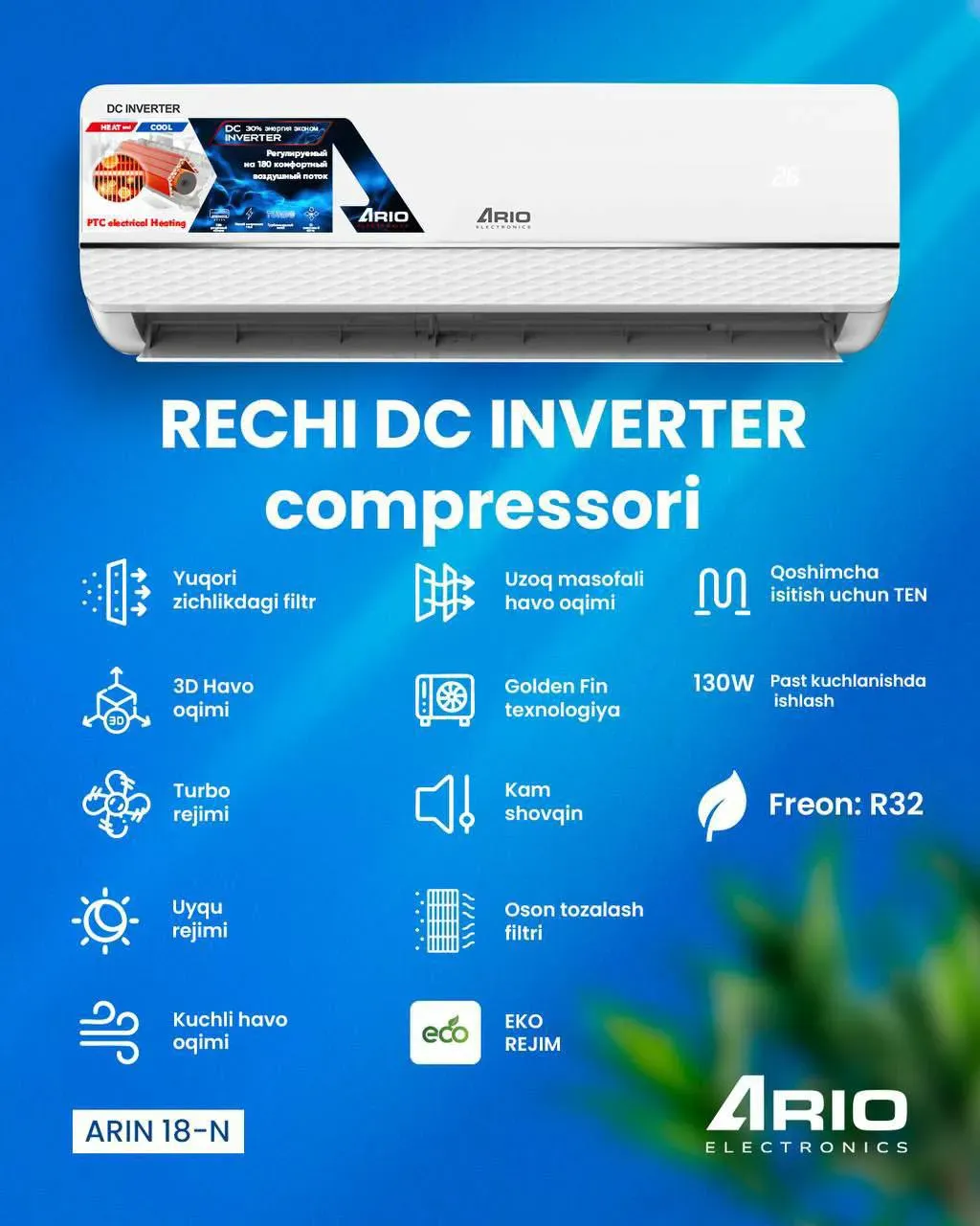 Konditsioner ARIO Arin-18N Inverter, oq