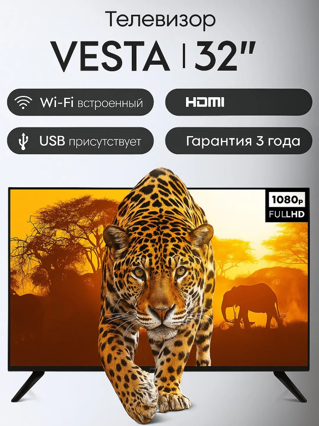 Televizor Vesta V32NHN300, qora