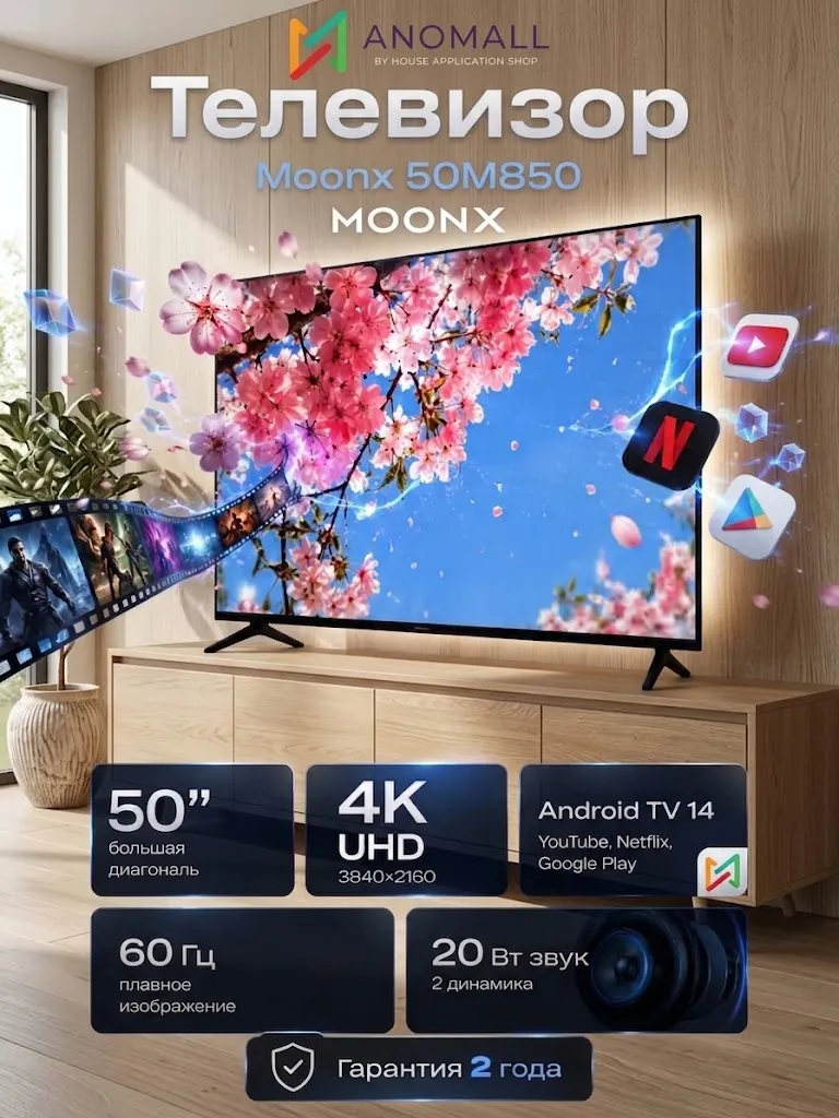 Televizor Moonx 50AG900, qora