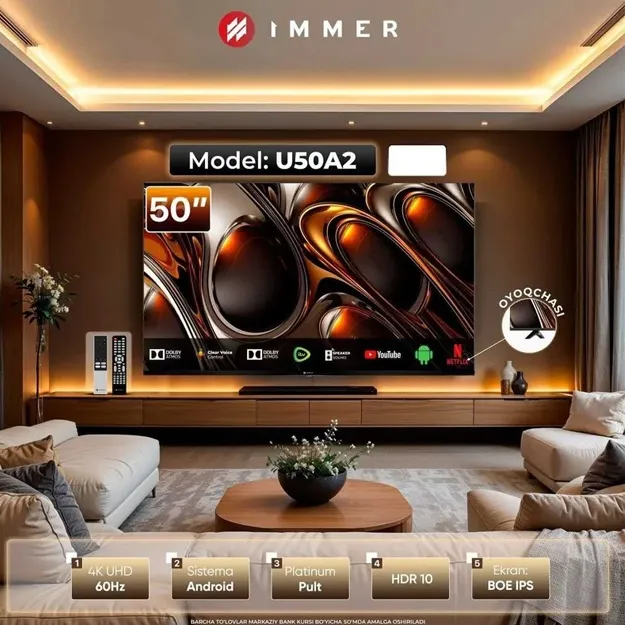 Televizor Immer U50A2 50", qora