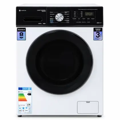 Kir yuvish mashinasi Immer Steam White Inverter S8, 8 kg, bug' funksiyasi bilan