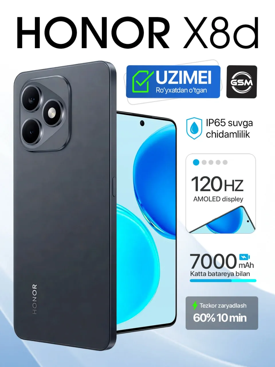 Smartfon Honor X8d 8/128 GB, Qora
