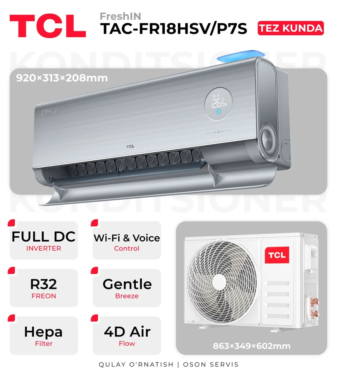 Konditsioner TCL TAC-FR18HSVP7S, kulrang
