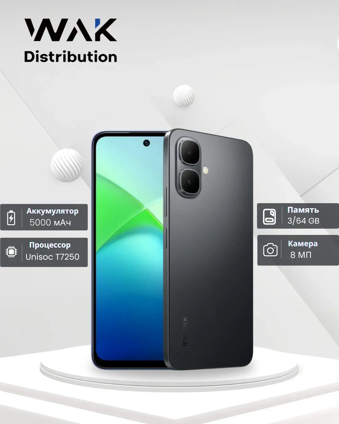 Smartfon Infinix SMART 10 3/64 GB, qora
