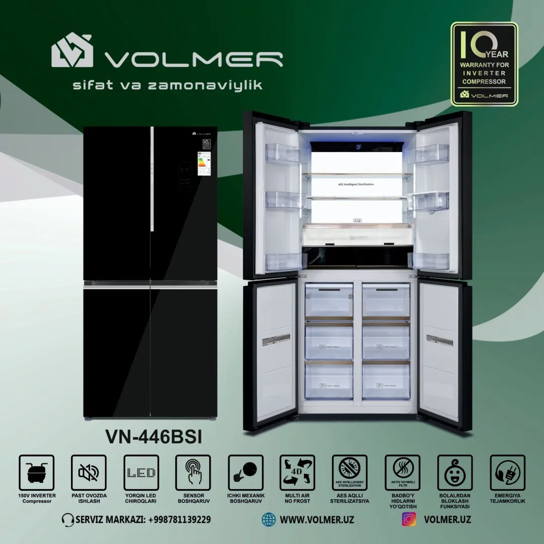 Muzlatgich Volmer VN-446BSI, qora
