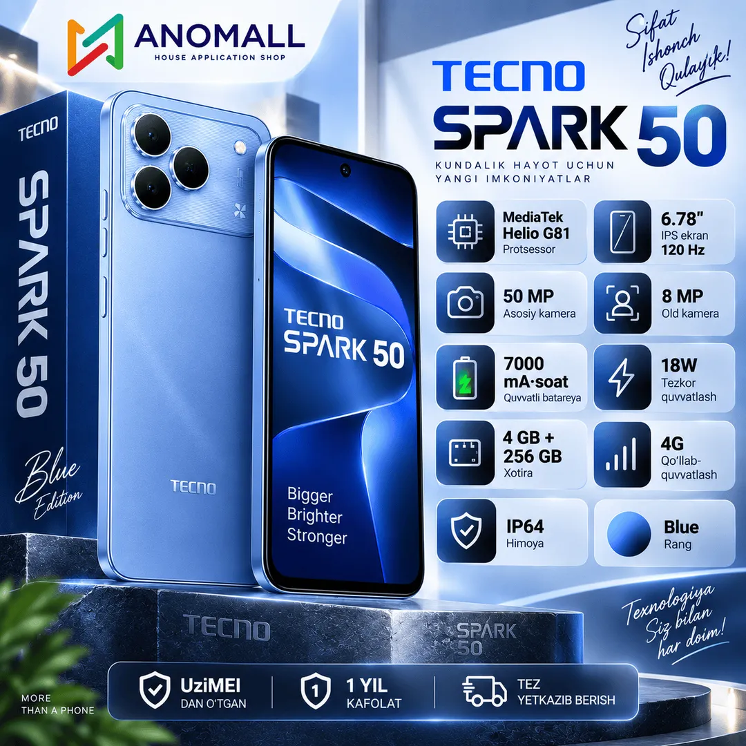 Smartfon Tecno Spark 50 4/256 GB, Halo Blue