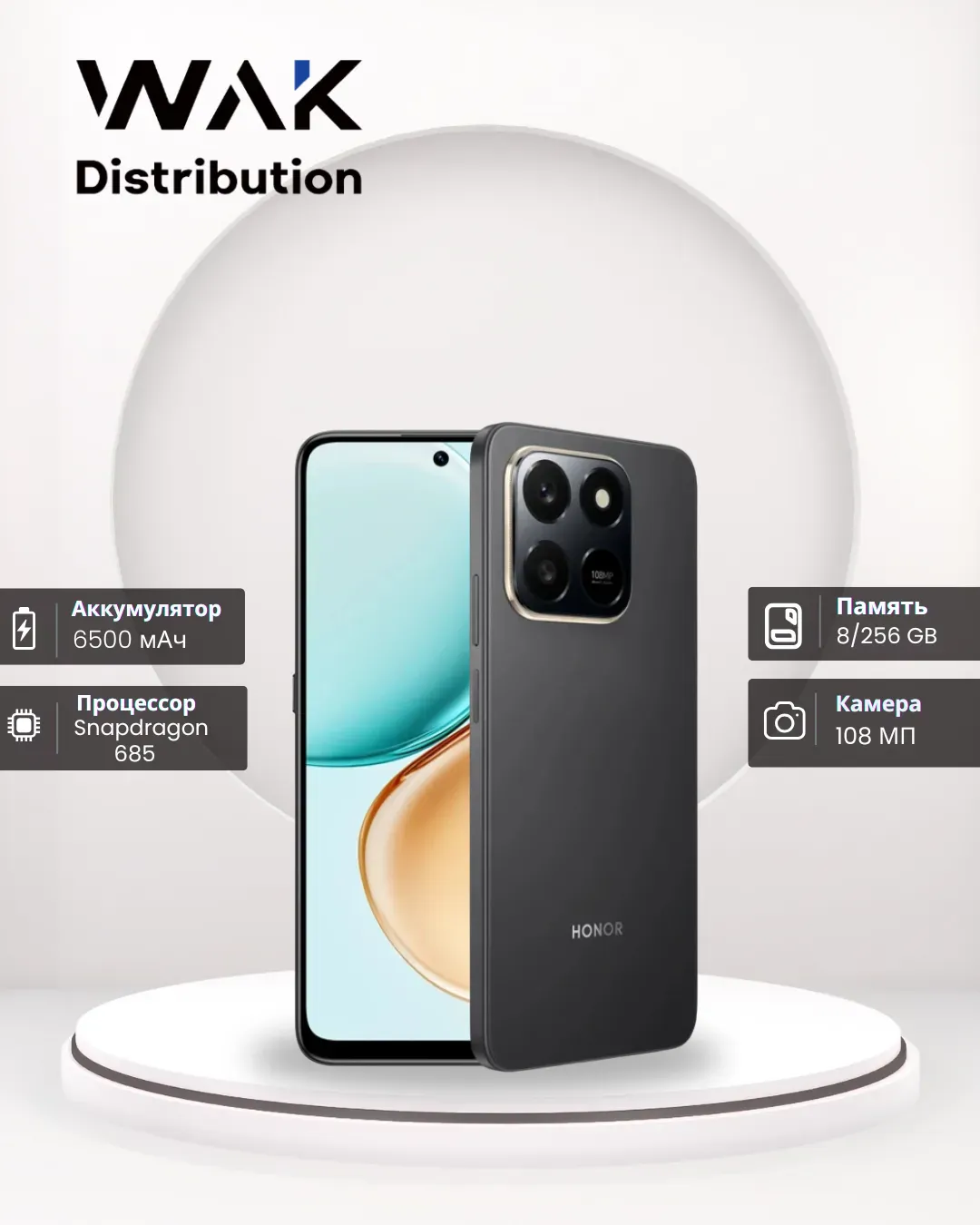 Smartfon Honor X7D 8/256 GB, Velvet Black