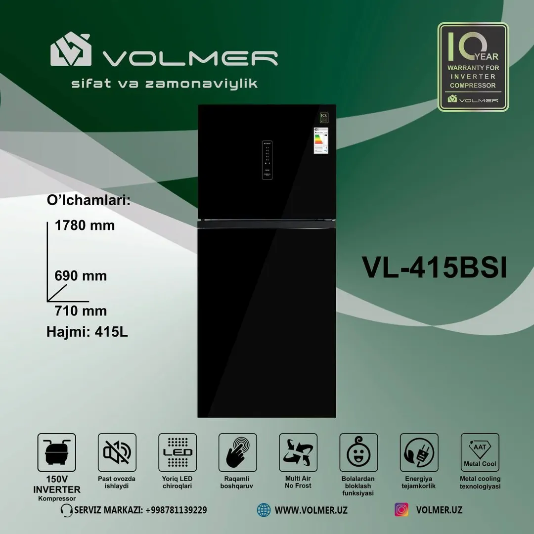 Muzlatgich Volmer VL-415BSI, qora