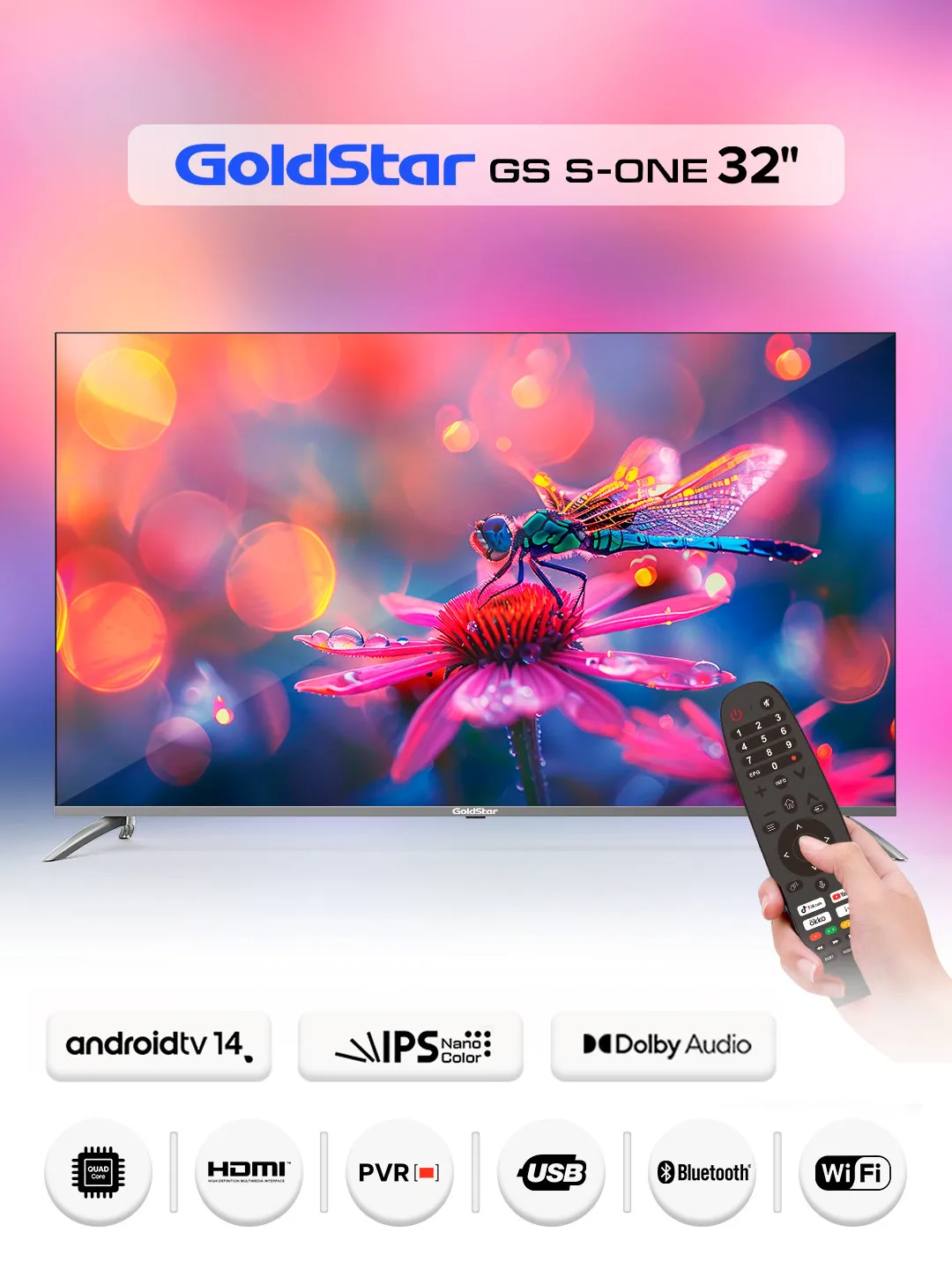Televizor GoldStar 32GS S-ONE, qora