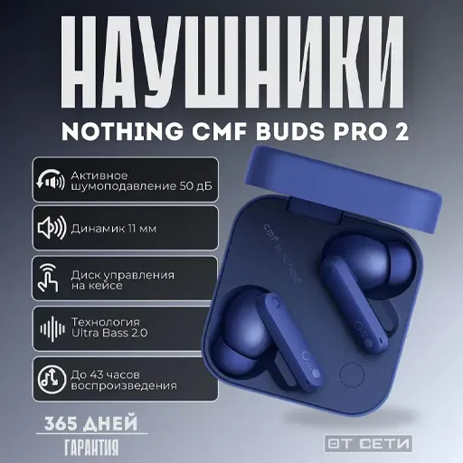 Quloqchinlar Nothing CMF Buds Pro 2, ko'k
